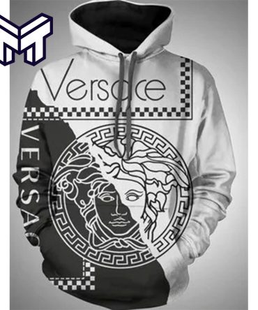 Men'S Women'S Gianni Versace 3D Hoodie In White And Black. Authentic, High-End Fashion