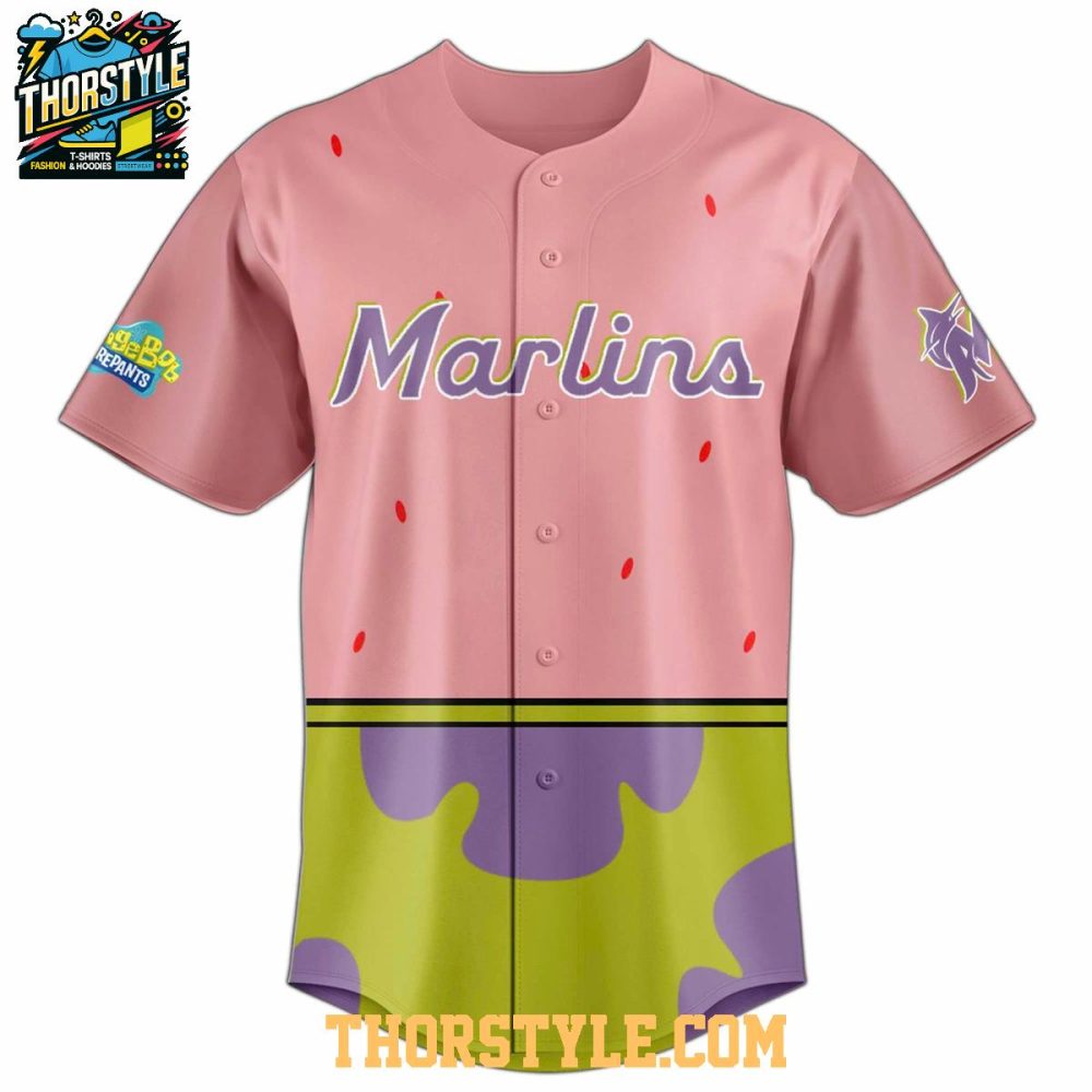 Miami Marlins 2025 Spongebob Patrick Star Personalized Baseball Jersey - Image 2