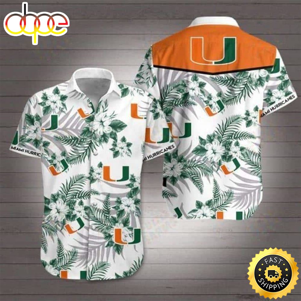 Miami Hurricanes Hawaiian Shirt Hibiscus Flower Beach Gift For Football Coach