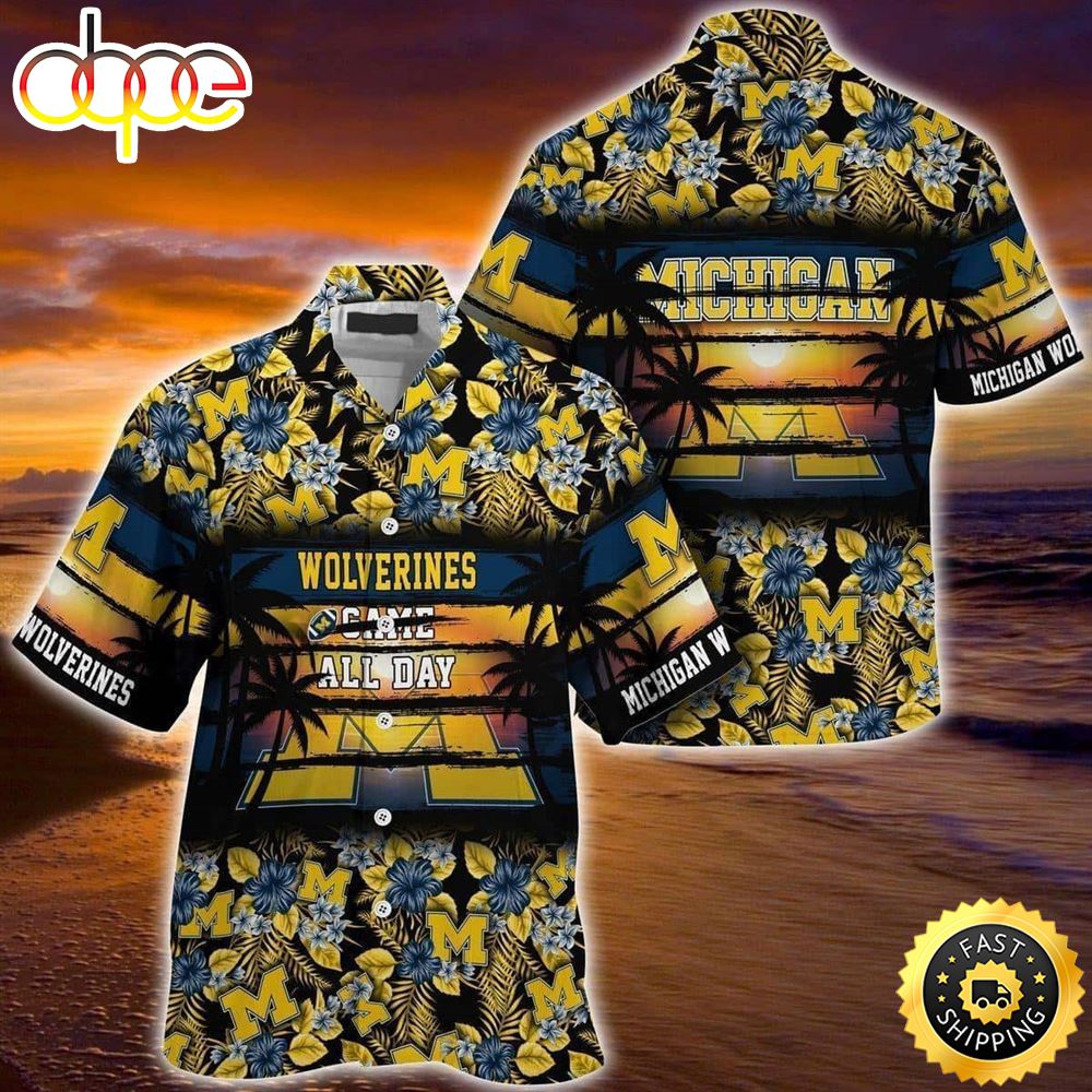 Michigan Wolverines Hawaiian Shirt Came All Day Flora Pattern Beach Gift