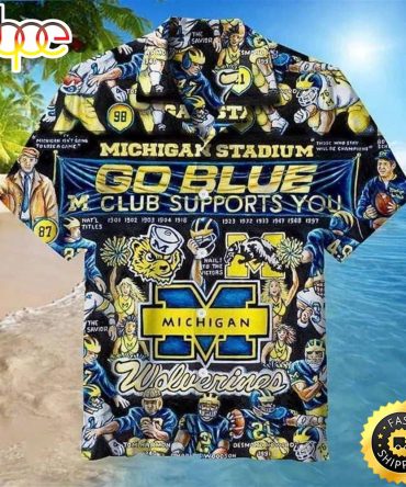 Michigan Wolverines Hawaiian Shirt Michigan Stadium Go Blue Club Supports You