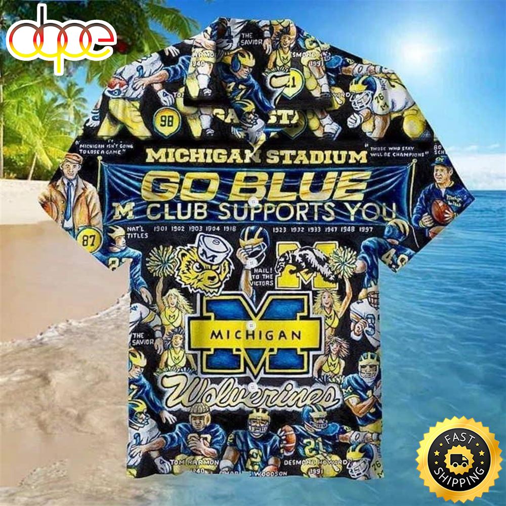 Michigan Wolverines Hawaiian Shirt Michigan Stadium Go Blue Club Supports You