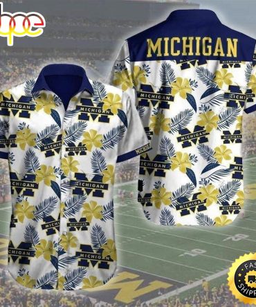 Michigan Wolverines Hawaiian Shirt Tropical Pattern All Over Print