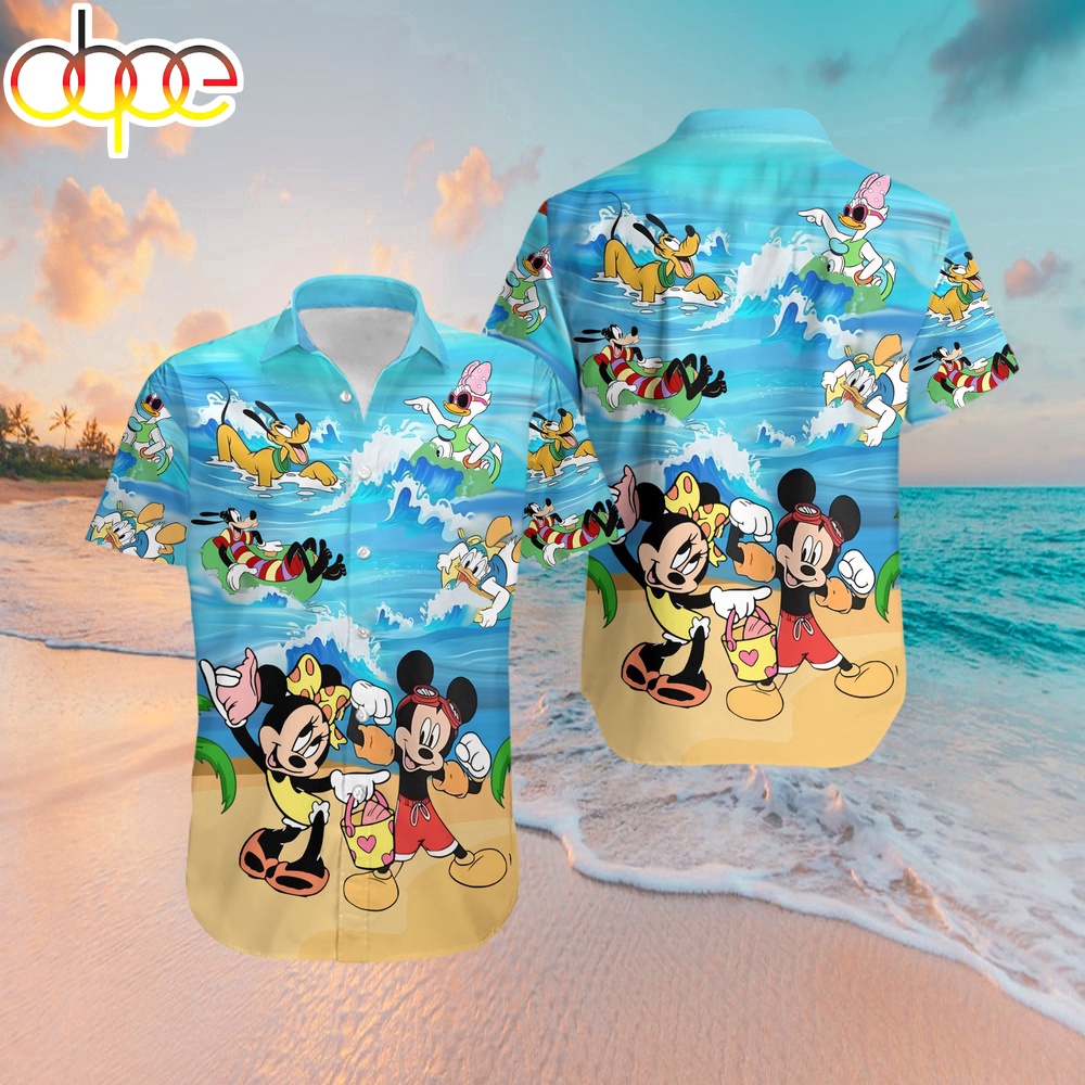 Mickey Mouse Minnie On Beach Hawaiian Shirt