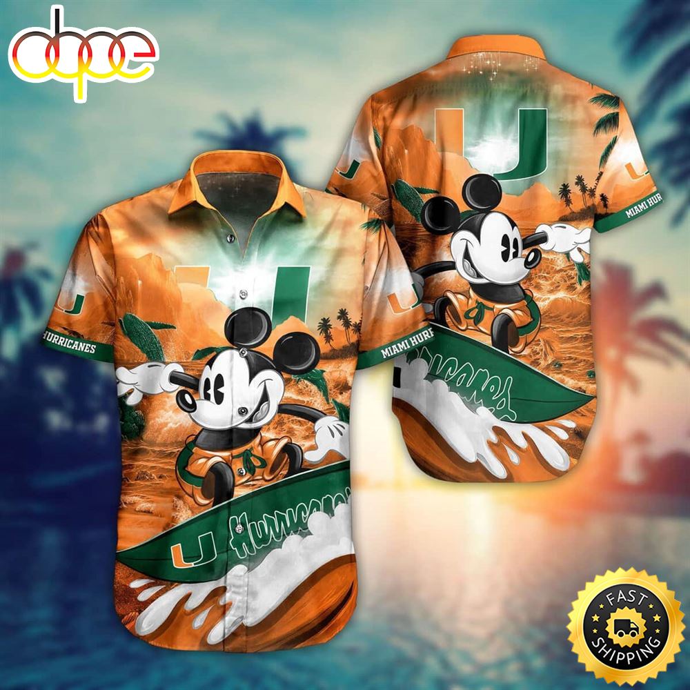 Mickey Mouse Disney Miami Hurricanes Hawaiian Shirt Practical Beach Gift