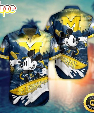 Mickey Mouse Disney Michigan Wolverines Hawaiian Shirt