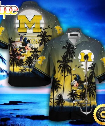 Mickey Mouse Ncaa Michigan Wolverines Hawaiian Shirt Beach Gift For Disney Lovers