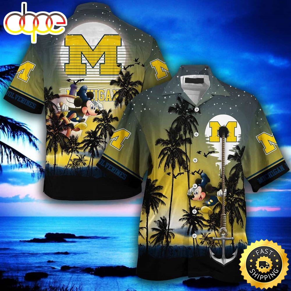 Mickey Mouse Ncaa Michigan Wolverines Hawaiian Shirt Beach Gift For Disney Lovers