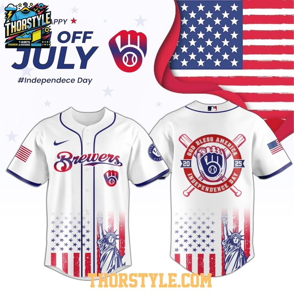 Milwaukee Brewers 2025 Independence Day 4Th Of July Baseball Jersey