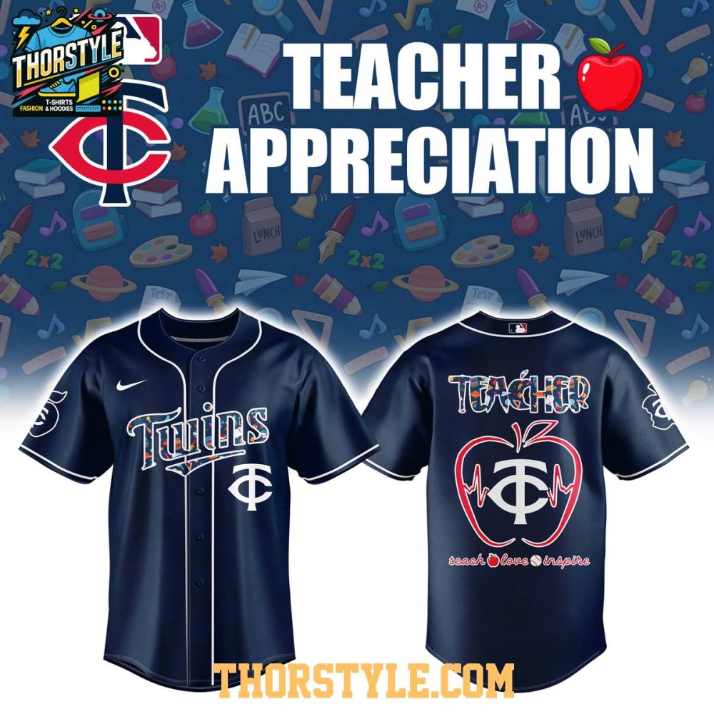 Minnesota Twins Teacher 2025 Appreciation Teach Love Inspire Baseball Jersey