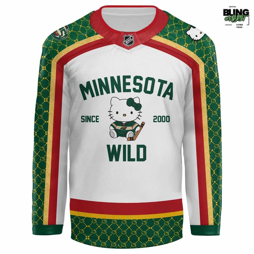 Minnesota Wild Collab Hello Kitty Special Edition Hockey Jersey - Image 2