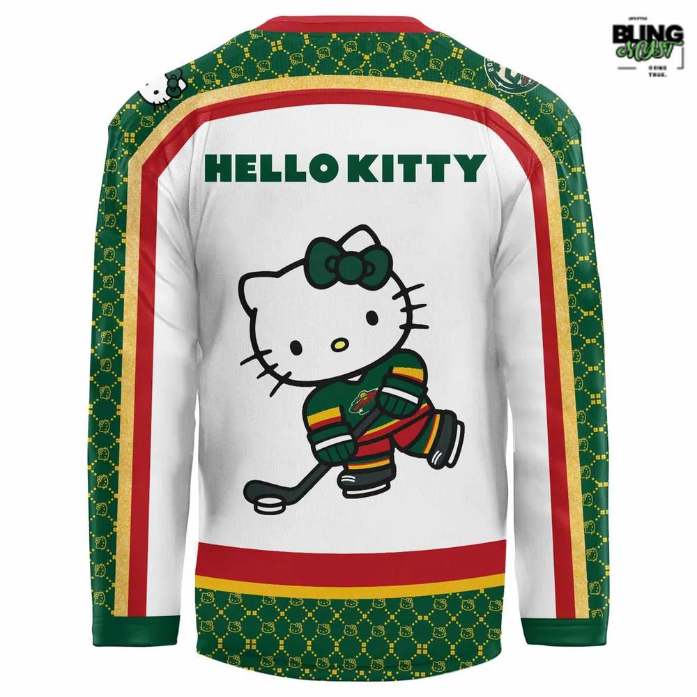 Minnesota Wild Collab Hello Kitty Special Edition Hockey Jersey - Image 3