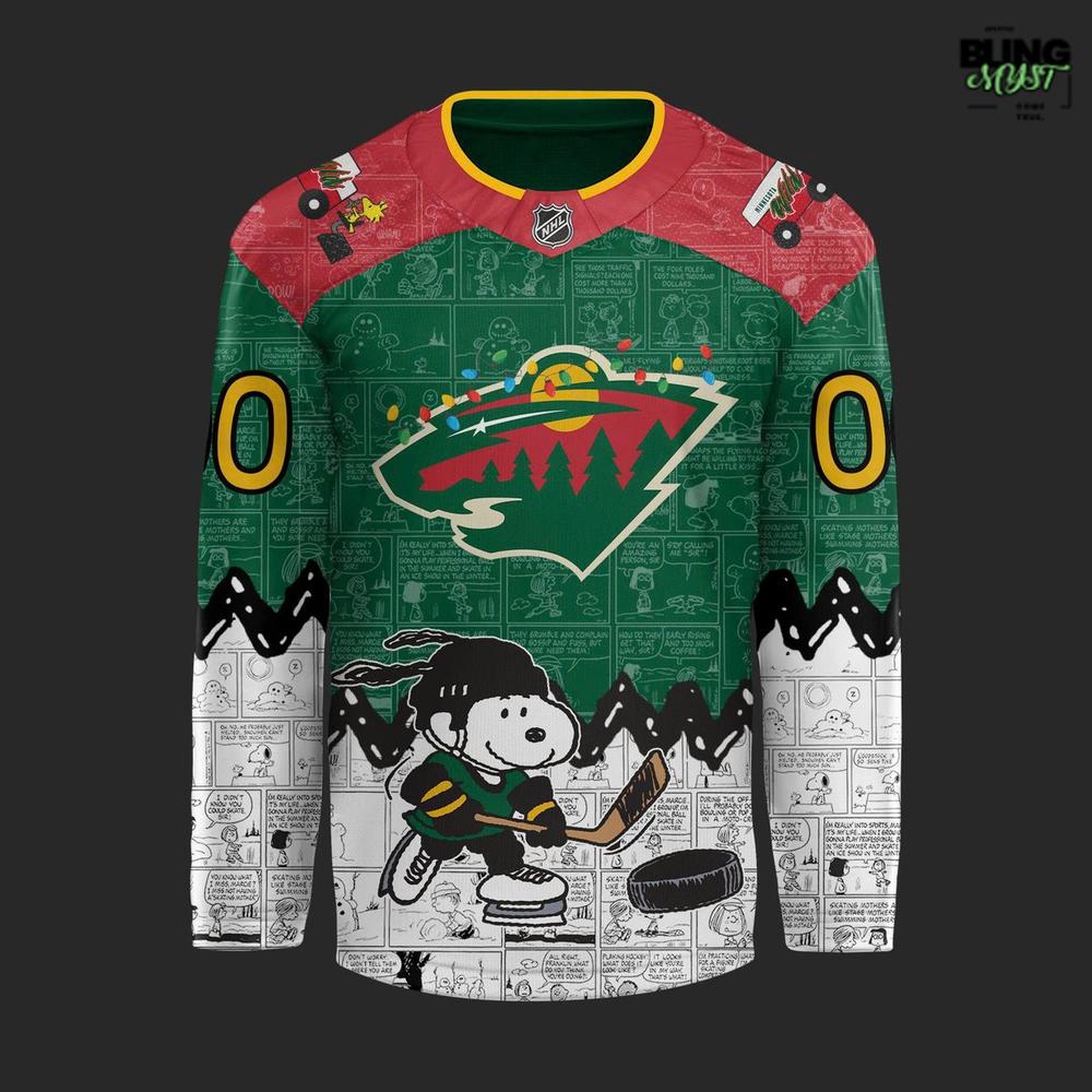 Minnesota Wild Peanuts Christmas 2025 Hockey Jersey - Image 2