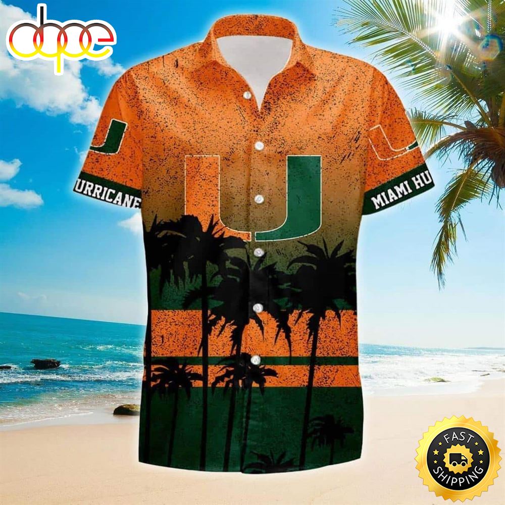 Ncaa Miami Hurricanes Hawaiian Shirt Coconut Tree Pattern