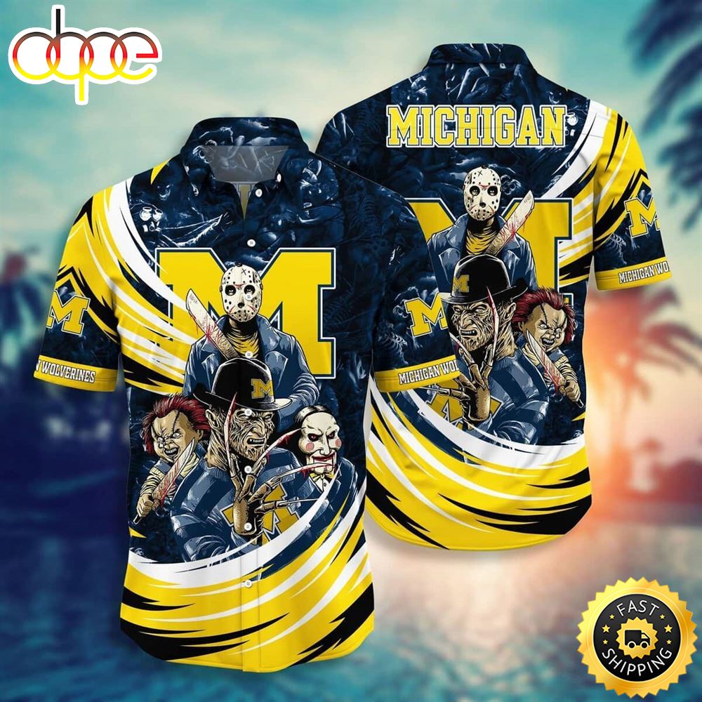 Ncaa Michigan Wolverines Hawaiian Shirt Freddy Krueger Jason Voorhees Chucky