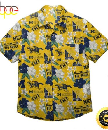 Ncaa Michigan Wolverines Hawaiian Shirt Gift For Beach Trip