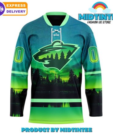 Nhl Minnesota Wild Special Design With Northern Lights Personalized Hockey Jersey