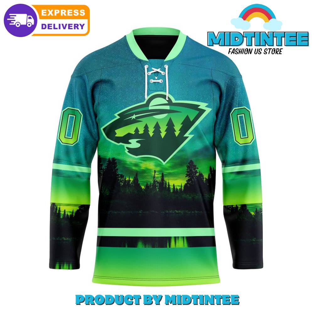 Nhl Minnesota Wild Special Design With Northern Lights Personalized Hockey Jersey