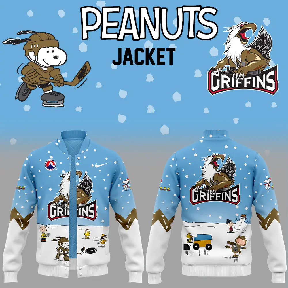Grand Rapids Griffins Peanuts & Snoopy Nike Bomber Jacket V2+Nt06122430Id10Ds11
