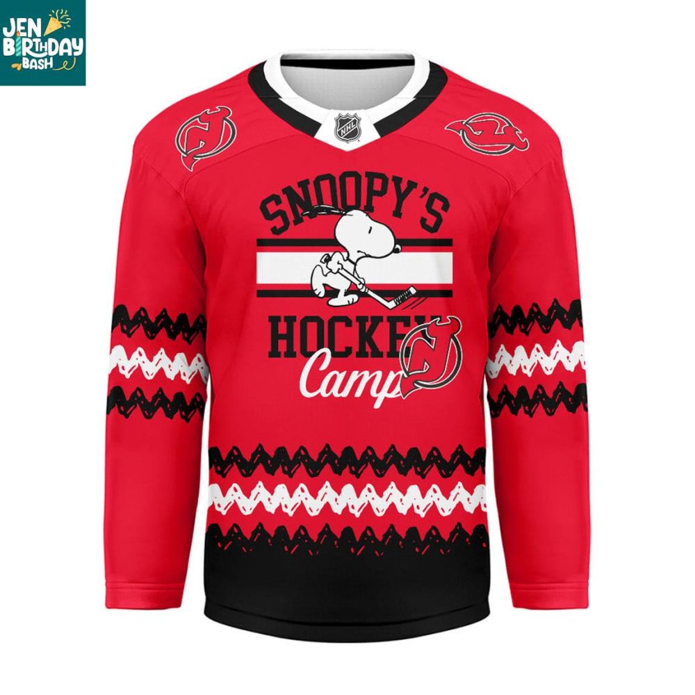New Jersey Devils Snoopy Peanuts Camps 2026 Personalized Hockey Jersey - Image 3