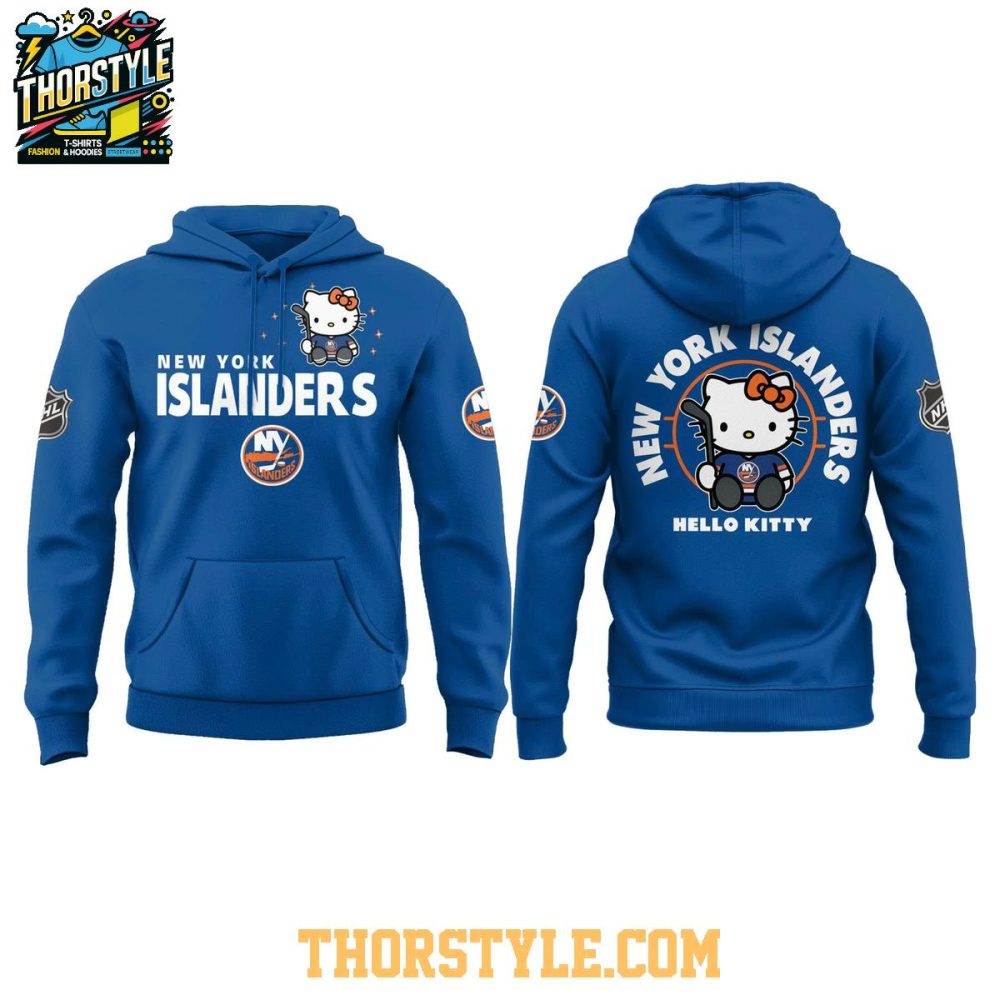 New York Islanders Hello Kitty Night 2026 All Blue Hoodie T-Shirt - Image 2