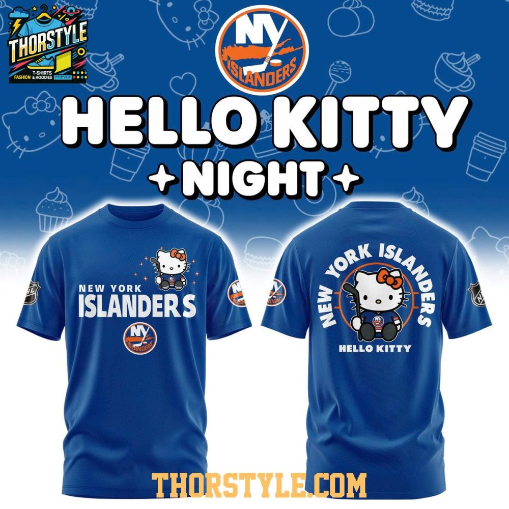 New York Islanders Hello Kitty Night 2026 All Blue Hoodie T-Shirt - Image 3
