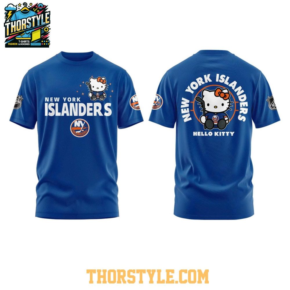 New York Islanders Hello Kitty Night 2026 All Blue Hoodie T-Shirt - Image 4