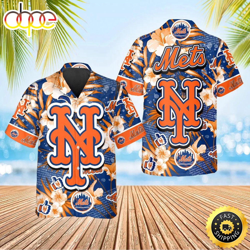 New York Mets Mlb Flowers Hawaiian Shirt