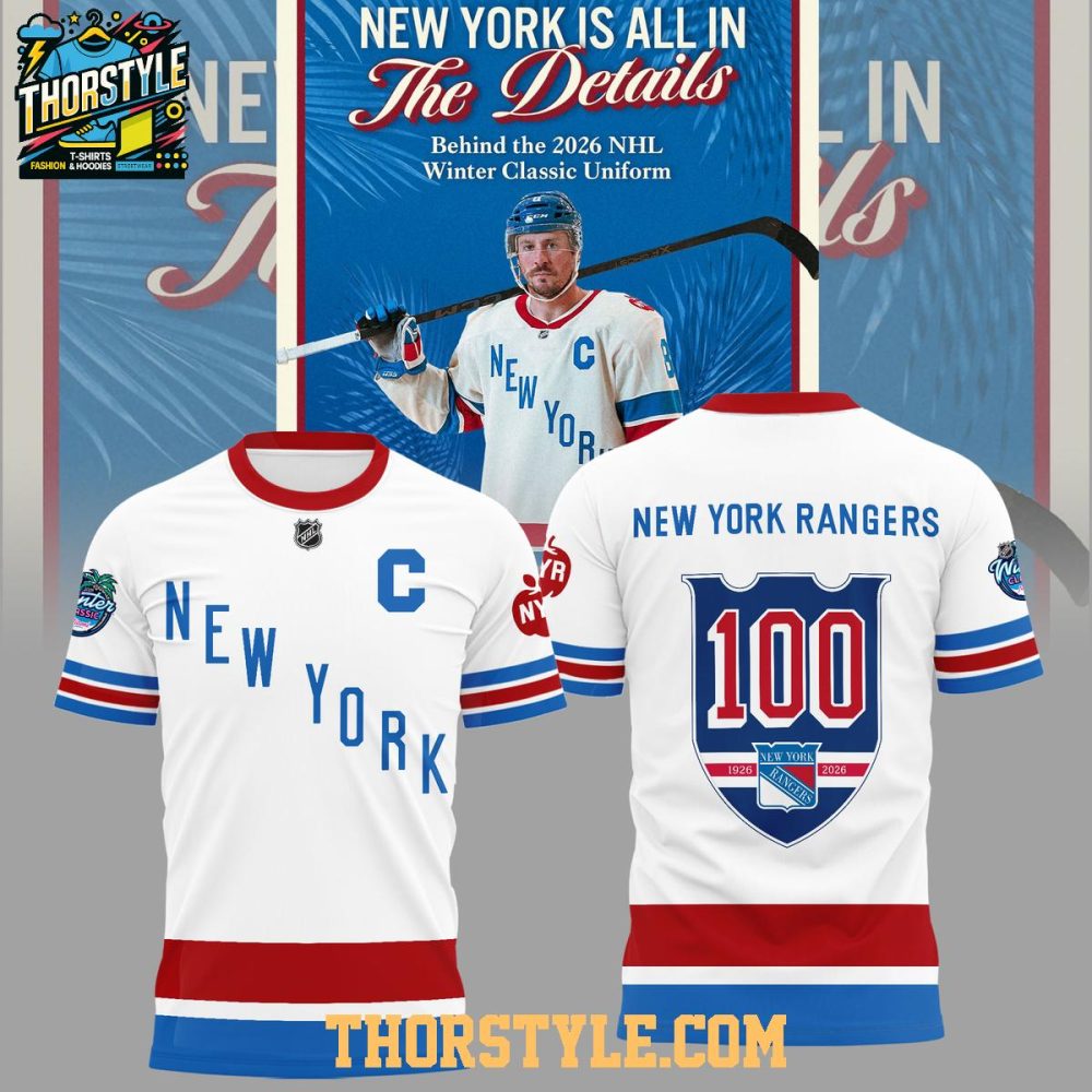 New York Rangers 100 Years 2025 Christmas Game Hoodie - Image 3