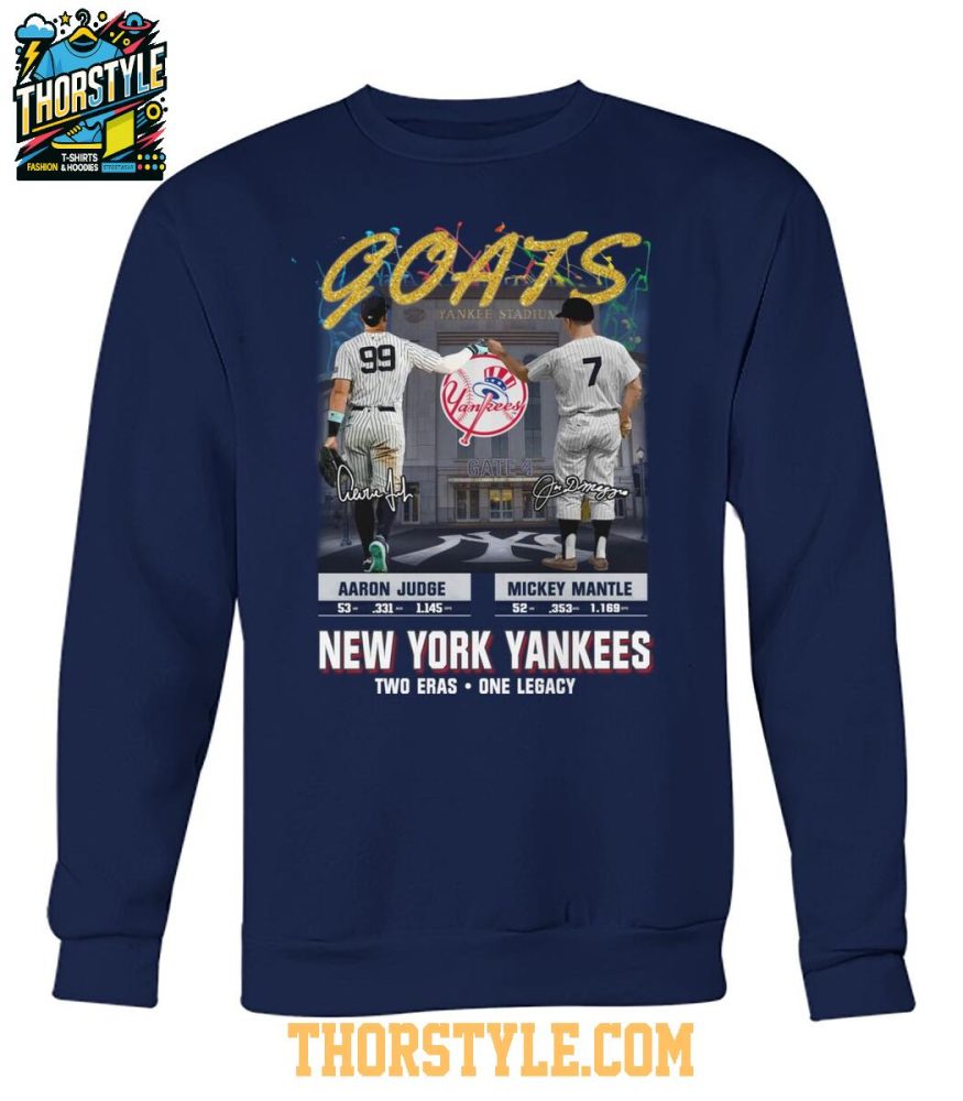 New York Yankees Aaron Judge Mickey Mantle Two Eras One Legacy T-Shirt - Image 2