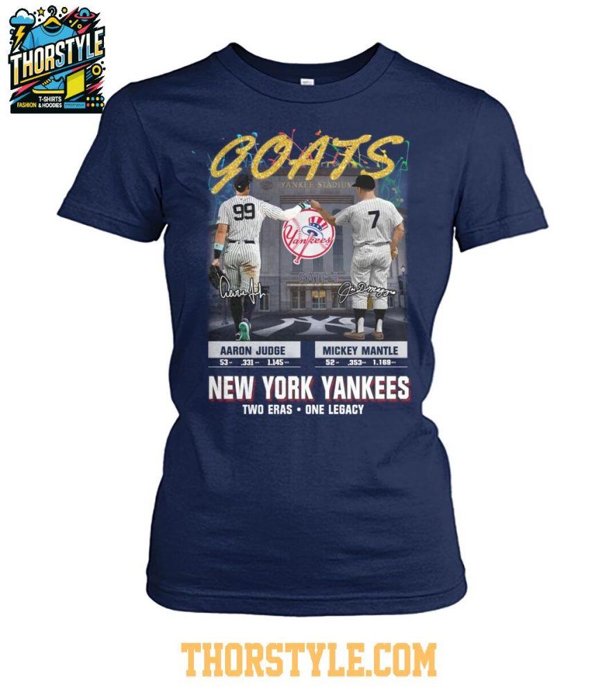 New York Yankees Aaron Judge Mickey Mantle Two Eras One Legacy T-Shirt - Image 3
