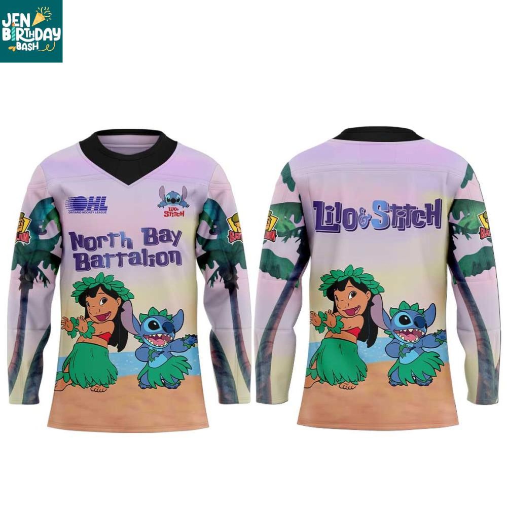 North Bay Battalion Lilo Stitch 2025 North Perfect Personalized Hockey Jersey - Image 2