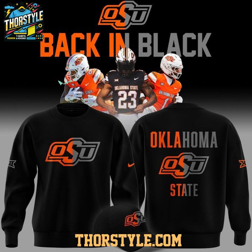 Osu Cowboys Back In Black 2025 Drak Mode Vibe Hoodie T-Shirt - Image 2