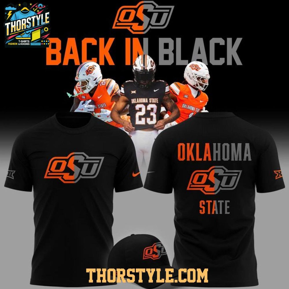 Osu Cowboys Back In Black 2025 Drak Mode Vibe Hoodie T-Shirt - Image 3