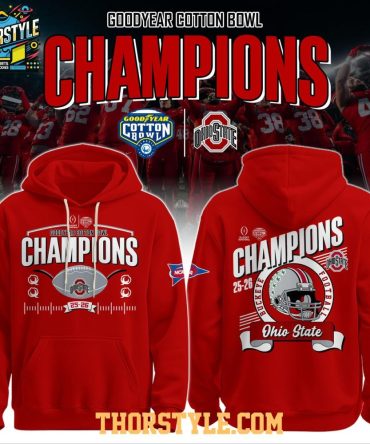 Ohio State Buckeyes Goodyear Cotton Bowl 2025 Champs Hoodie T-Shirt Red