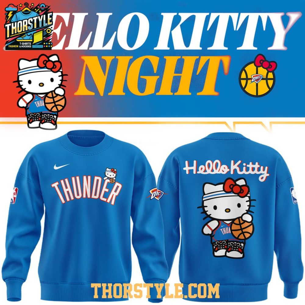 Oklahoma City Thunder Hello Kitty Basketball Game Night 2025 Hoodie T-Shirt - Image 2