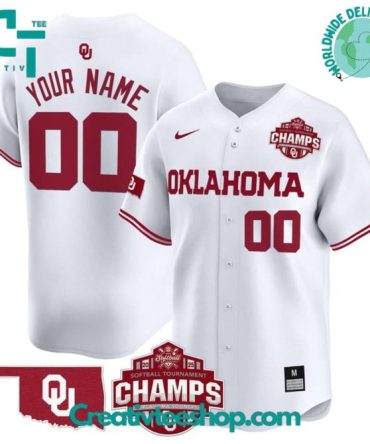 Oklahoma Sooners 2025 Sec Softball Conference Tournament Champions Personalized Baseball Jersey