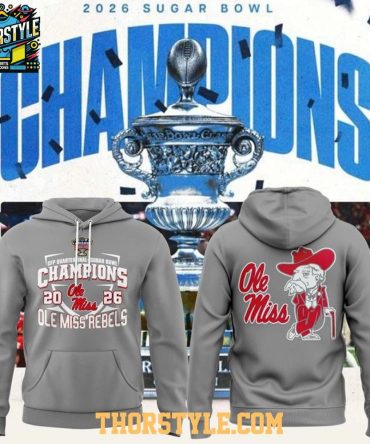 Ole Miss Rebels Sugar Bowl Champions 2026 Allstate Grey Hoodie T-Shirt