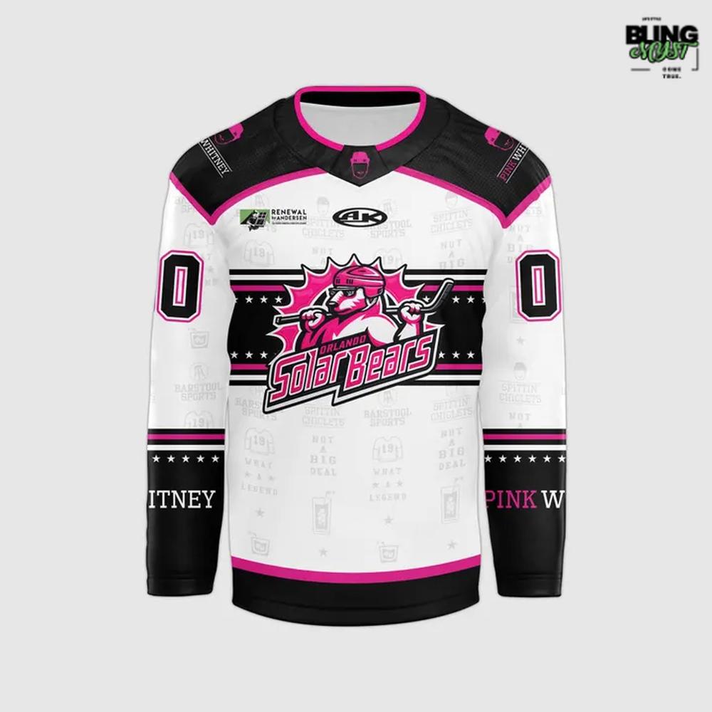 Orlando Solar Bears Pink Whitney Hockey Jersey - Image 2