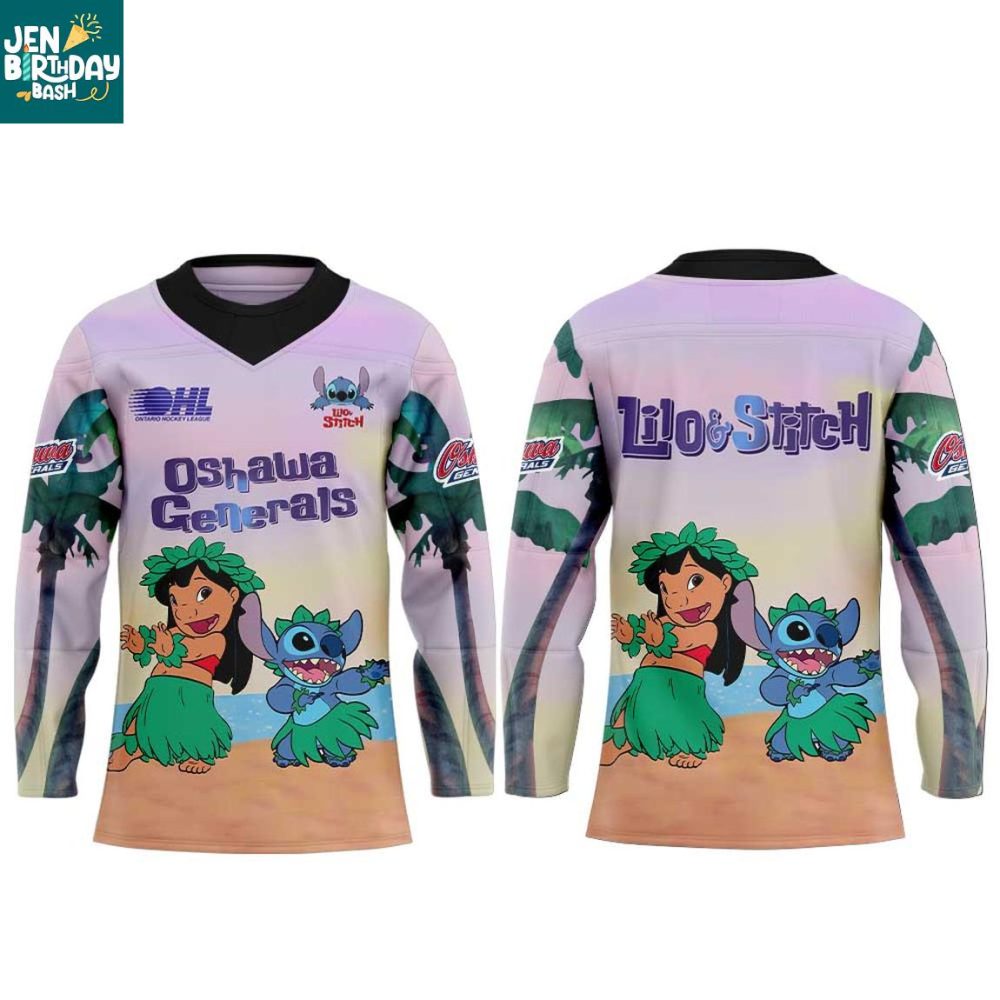 Oshawa Generals Lilo Stitch 2025 Go Gens Go Personalized Hockey Jersey - Image 2