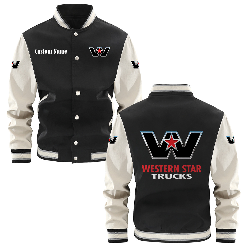 Western Star Varsity Jacket, Baseball Jacket, Letterman Jacket Customize Name,Customize Logo Car Or Motorcycle Model