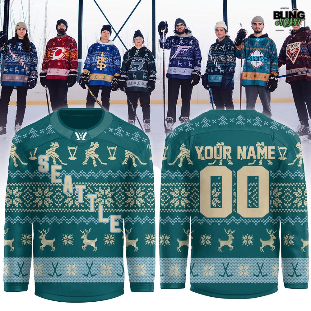 Pwhl Seattle Torrent Christmas Holiday 2025 Ugly Hockey Jersey - Image 3