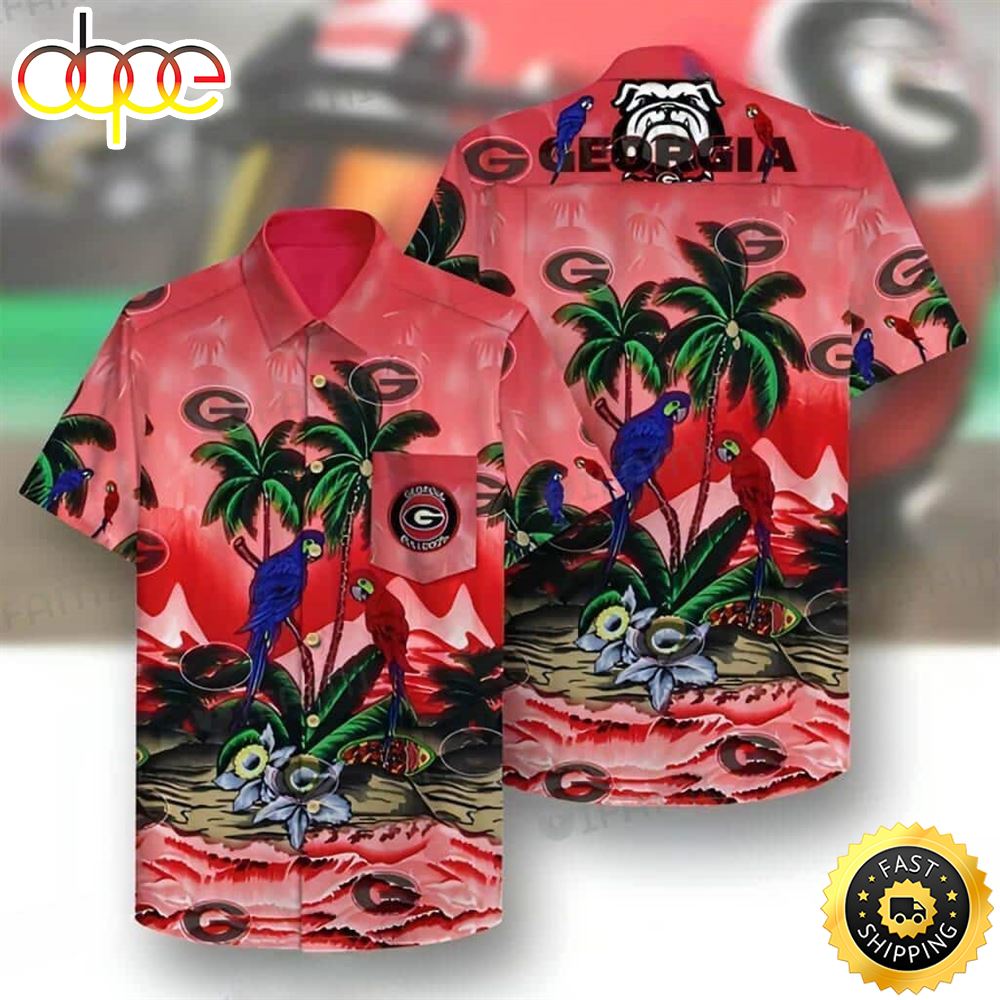 Parrots Georgia Bulldogs Uga Hawaiian Shirt Beach Lovers Gift