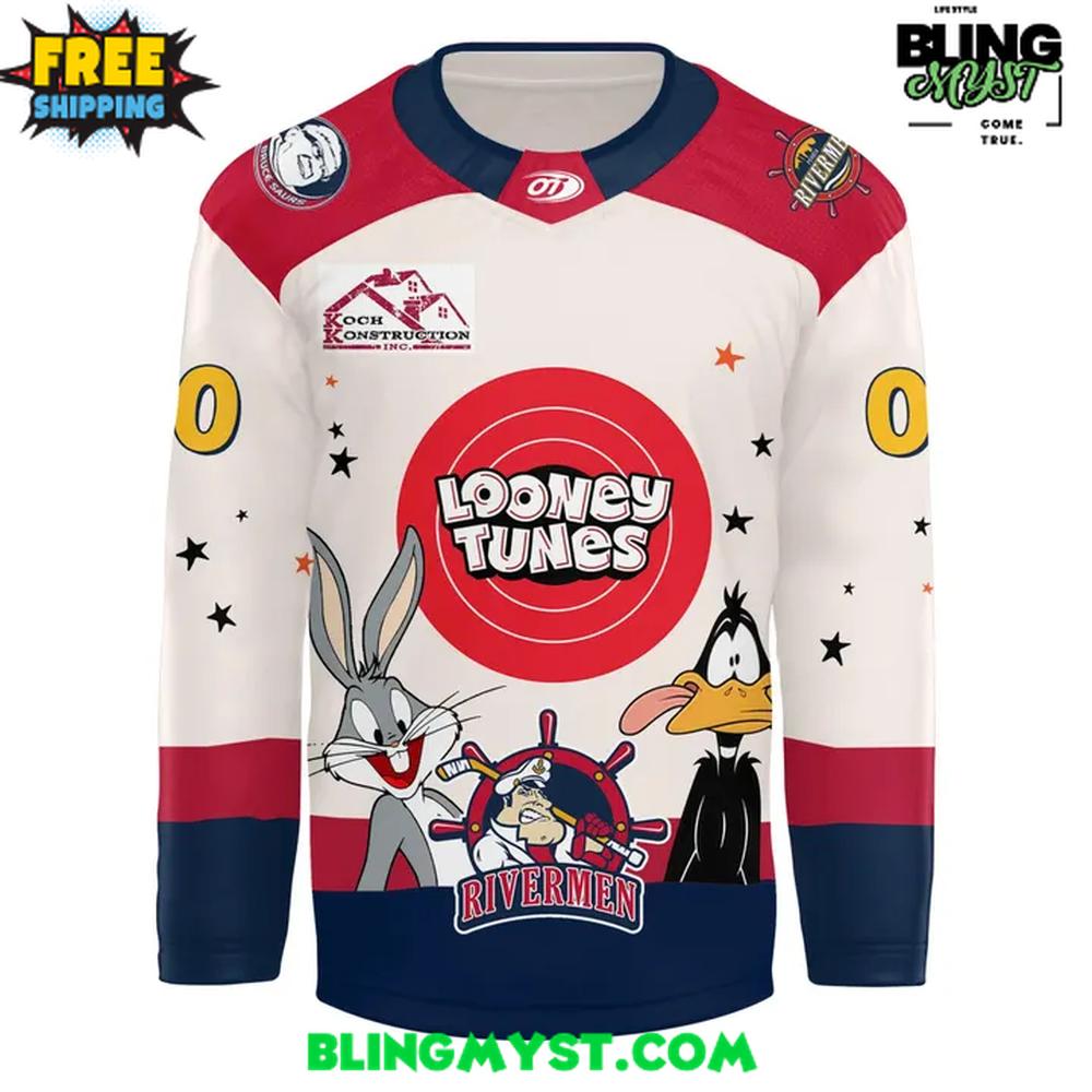 Peoria Rivermen Looney Tunes Night At Rink Edition Hockey Jersey - Image 2