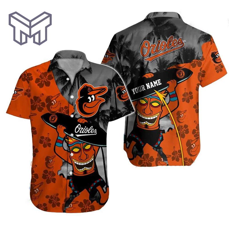 Personalized Baltimore Orioles Aloha Hawaiian Shirt Tiki Tropical Flower Shirt