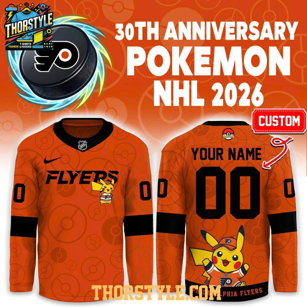Philadelphia Flyers Pokemon 30Th Anniversary 2026 Personalized Hockey Jersey