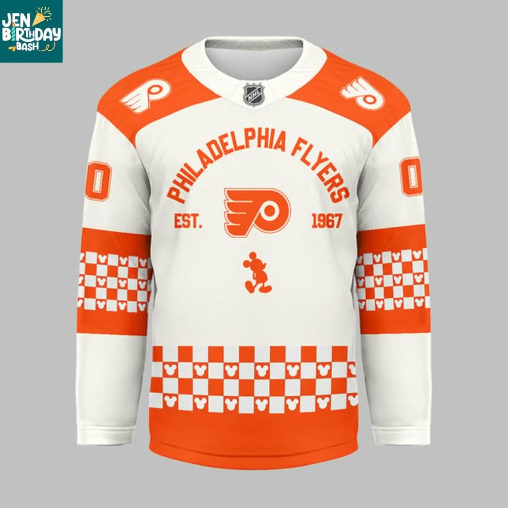 Philadelphia Flyers X Disney Mickey 2026 Crossover Personalized Hockey Jersey - Image 2