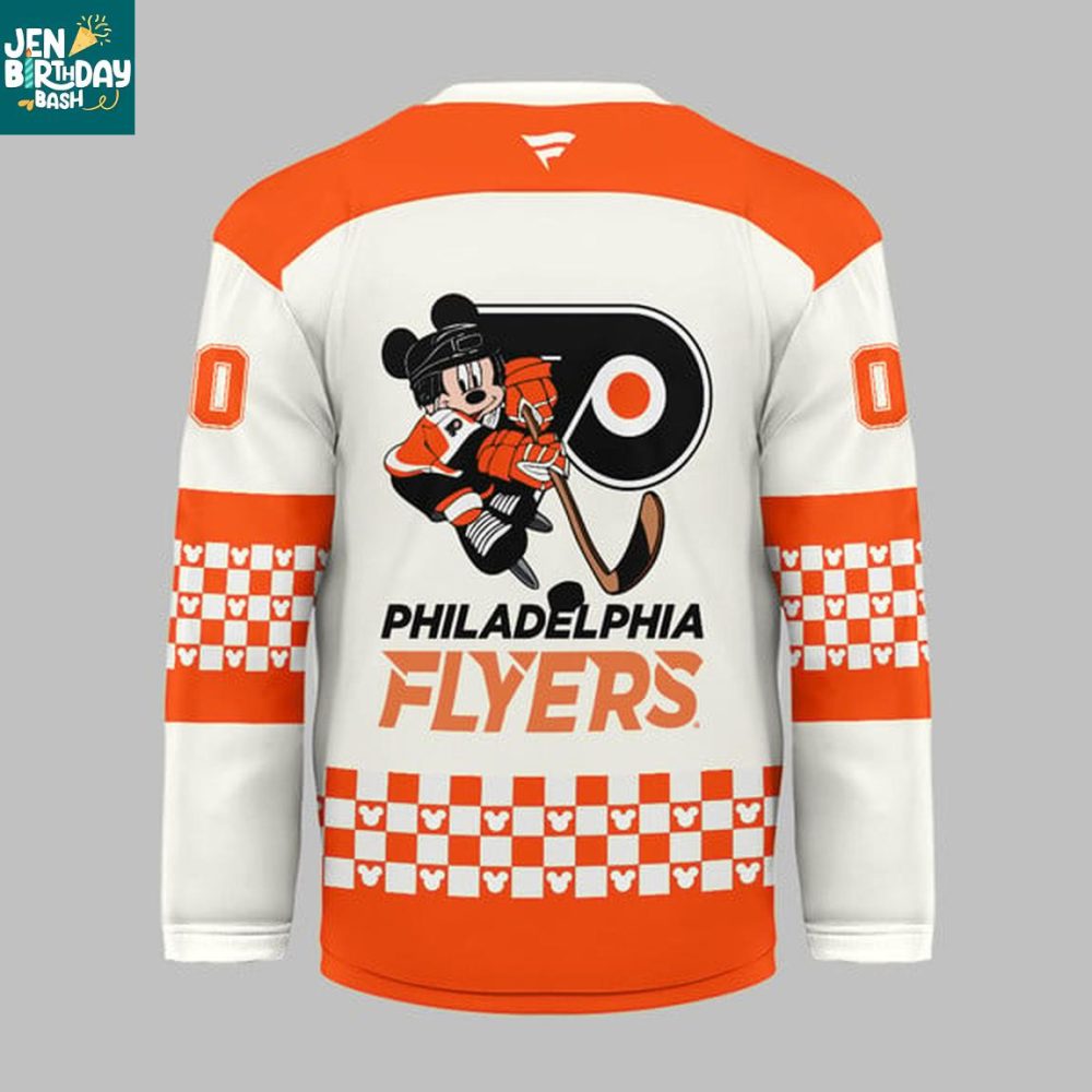 Philadelphia Flyers X Disney Mickey 2026 Crossover Personalized Hockey Jersey - Image 3