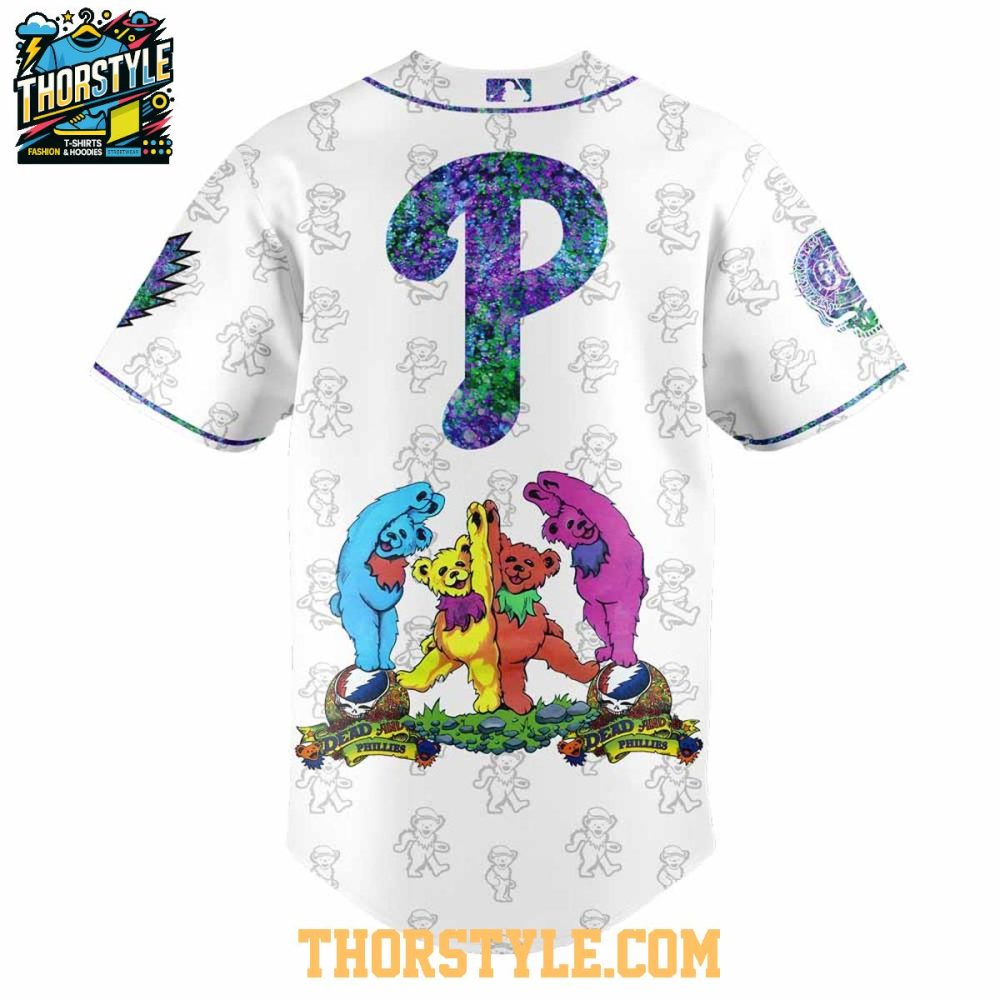 Philadelphia Phillies Memory Grateful Dead 60Th Anniversary 2025 Baseball Jersey - Image 3