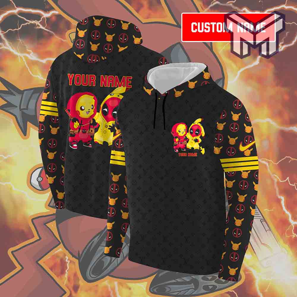 Pikachu And Deadpool Custom Name 3D Hoodie